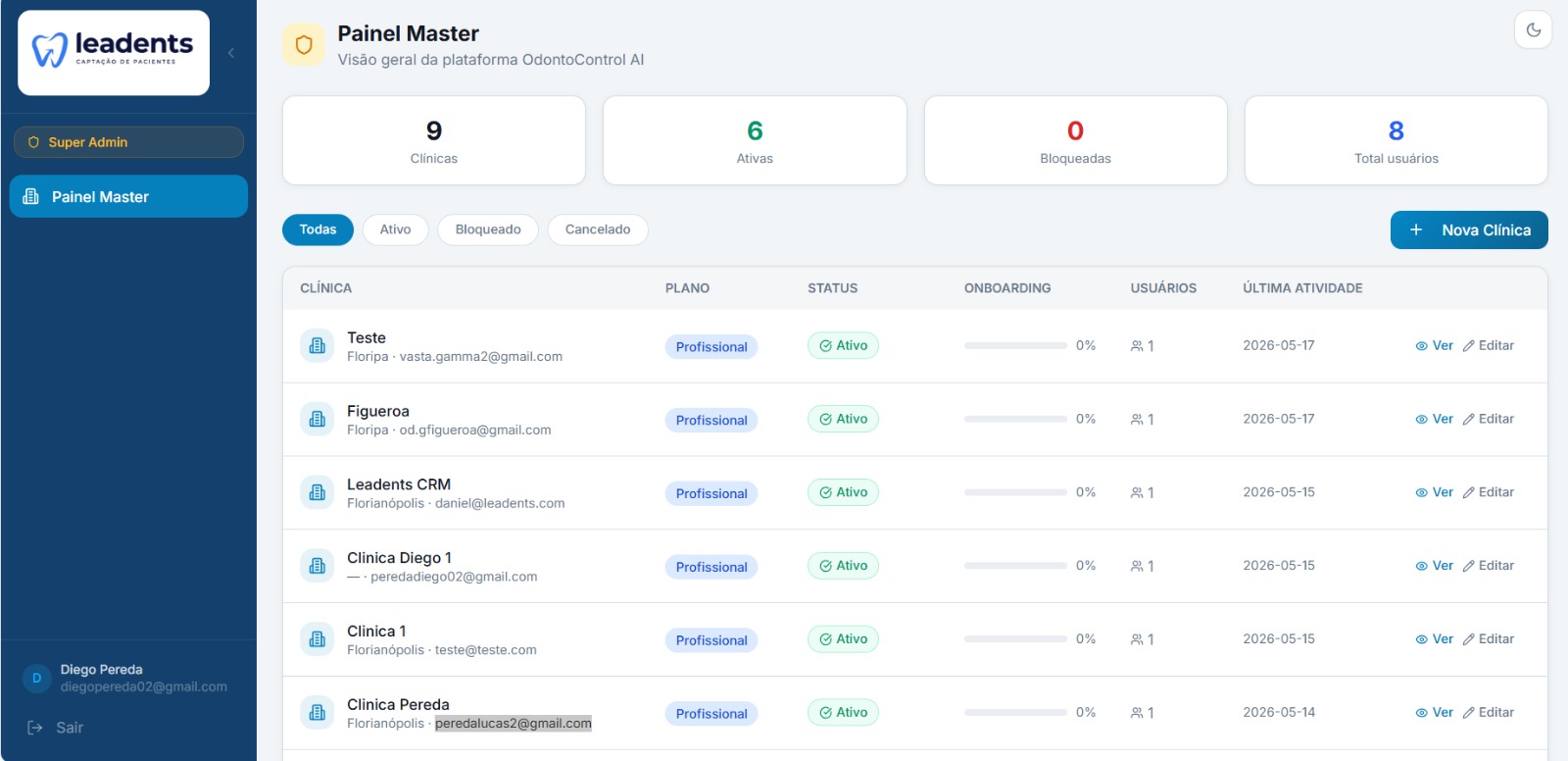 Leadents — OdontoControl AI, CRM para clínicas odontológicas